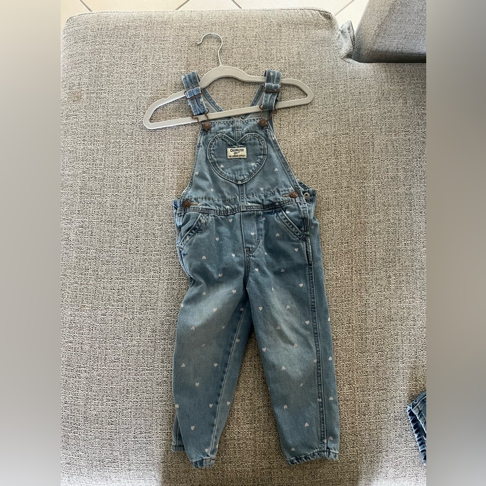 Oshkosh B’gosh Blue Denim Heart Print Overalls